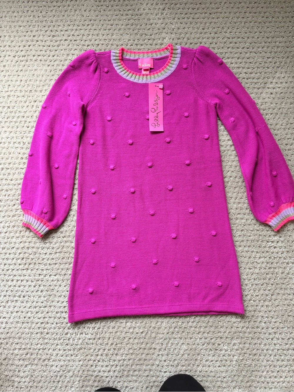 Lilly Pulitzer Fuchsia Dot Knit Sweater Dress
